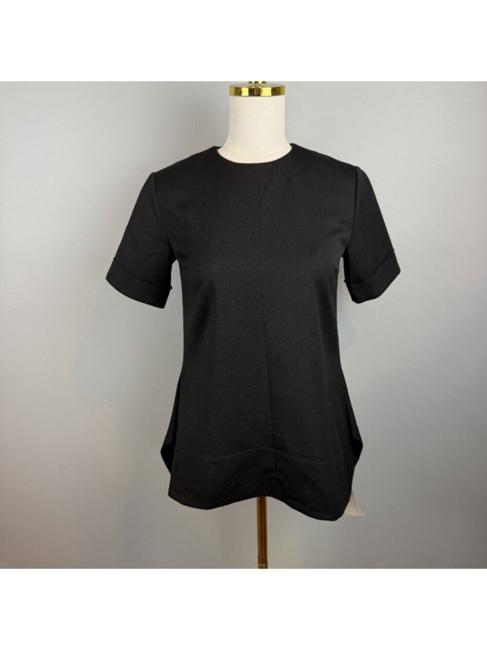 NWT VVB Victoria Beckham Black Stretch Tunic Top US 0 UK 4 Asymmetrical Hem